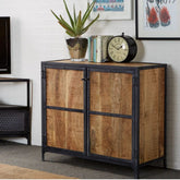 Industrial Solid Wood Small Sideboard | Compact Living Room Storage – Oakvello