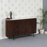 Solid Mango Wood Sideboard with Marble Top & Metal Legs | Living Room Storage – Oakvello