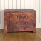 Solid Mango Wood Sideboard | 3 Drawers & 1 Door Living Room Storage – Oakvello