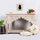 Jodhpuri Solid Mango Wood Console Table | Heritage Entryway Furniture – Oakvello