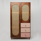 Rattan & Solid Wood Wardrobe | Boho Bedroom Storage Furniture – Oakvello