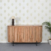 Jodhpuri Solid Wood Sideboard with Metal Legs | Modern Living Room Storage – Oakvello