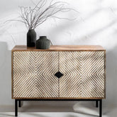 Alembe Solid Mango Wood Sideboard | Living Room Storage Cabinet – Oakvello