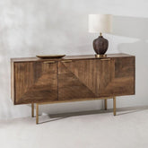 Solid Mango Wood Sideboard | Natural Hardwood Living Room Storage – Oakvello