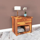 Single Drawer Solid Sheesham Wood Bedside Table | Bedroom Nightstand – Oakvello