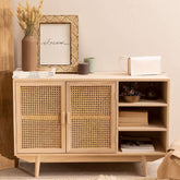 Ralik Solid Wood Sideboard with 2 Shelves | Living Room Storage – Oakvello