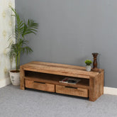Jodhpuri Solid Mango Wood TV Stand with 2 Drawers | Media Console – Oakvello