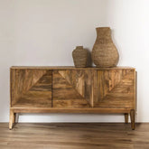 Baty Design Solid Mango Wood Sideboard | Living Room Storage – Oakvello