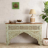 Green Solid Wood Console Table | Bold Entryway & Hallway Furniture – Oakvello