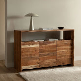 Yago Solid Acacia Wood Sideboard | Premium Living Room Storage Cabinet – Oakvello