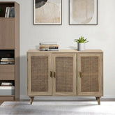 Solid Wood 3-Door Sideboard Cabinet | Living Room Storage Furniture – Oakvello