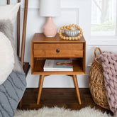 Solid Wood 1-Drawer & 1-Shelf Nightstand | Bedroom Bedside Table – Oakvello