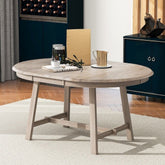 Grey Round Extendable Solid Wood Dining Table | Kitchen & Dining Furniture – Oakvello