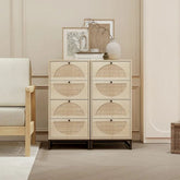 Natural Solid Wood 4-Drawer Accent Storage Cabinet Set of 2 – Oakvello