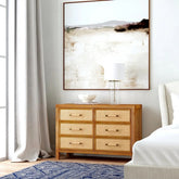 Natural Brown Solid Wood 6-Drawer Cabinet | Bedroom Storage Furniture – Oakvello