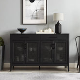 Black Finish Solid Wood Sideboard | Bold Living Room Storage Cabinet – Oakvello