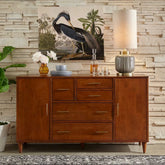 White Finish Solid Wood Sideboard | Bright Living Room Storage – Oakvello