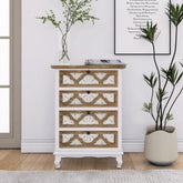 White & Natural Wood Vintage 4-Drawer Chest | Bedroom Storage Dresser – Oakvello