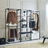 Solid Wood Bedroom Wardrobe | 1 Drawer & 5 Compartments Storage – Oakvello