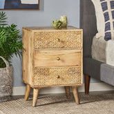 Solid Wood 3-Drawer Nightstand | Bedroom Bedside Table – Oakvello