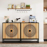 4-Door Storage Cabinet with Shelves | Large Solid Wood Organiser – Oakvello
