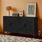 Black Finish Accent Sideboard | Bold Living Room Storage Cabinet – Oakvello