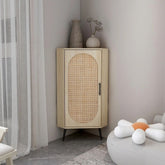 Solid Wood Corner Storage Shelf Cabinet with Metal Legs | Living Room Furniture – Oakvello