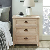 Off-White Solid Wood 3-Drawer Bedside Table | Bedroom Nightstand – Oakvello