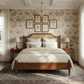 Belcourt Cane Bed | Hand-Carved Teak Wood & Arched Cane Headboard