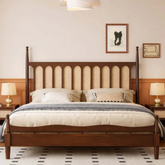 Lumis Arch Bed | Mango Wood & Rattan Cane Four-Poster Bed | Oakvello