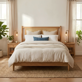 Lumara Cane Platform Bed | Natural Cane Headboard & Solid Wood Frame