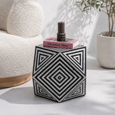 Obsidian Diamond Bone Inlay Side Table