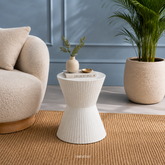 Fluted Ivory Hourglass Side Table