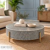 Jodhpuri Black Bone Inlay Coffee Table | Artisan Living Room Furniture – Oakvello