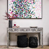 Black Bone Inlay Console Table | Handcrafted Artisan Entryway Furniture – Oakvello