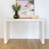 White Bone Inlay Console Table | Handcrafted Artisan Entryway Furniture – Oakvello