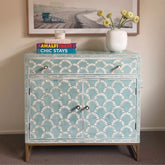 Green Shell Pattern Bone Inlay Sideboard | Handcrafted Artisan Living Room Storage – Oakvello
