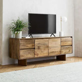 Natural Solid Wood Sideboard TV Cabinet | Media Console & Storage – Oakvello
