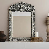 White Handmade Bone Inlay Wall Mirror | Artisan Decorative Home Decor – Oakvello
