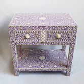 Ajmeri Bone Inlay 2-Drawer Bedside Table | Handcrafted Nightstand – Oakvello