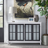 Glass & Solid Wood Sideboard | Modern Living Room Storage Cabinet – Oakvello