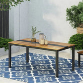 Teak & Black Solid Wood Dining Table | Two-Tone Kitchen Furniture – Oakvello