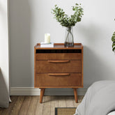 3-Drawer Wooden Nightstand | Compact Bedside Table with Storage – Oakvello