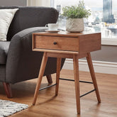 Solid Wood 1-Drawer End Table | Living Room Accent Side Table – Oakvello