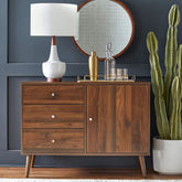 3-Drawer Mid-Century Modern Sideboard | Solid Wood Storage – Oakvello