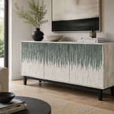 Green Carved Bone Inlay Cabinet | Handcrafted Artisan Storage Furniture – Oakvello