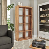 Modern Solid Sheesham Wood Brown Bookcase | Living Room Display Storage – Oakvello