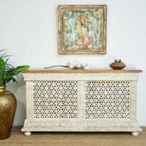 Ajmeri Solid Mango Wood Console Table | Handcrafted Entryway Furniture – Oakvello