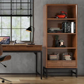 Solid Wood & Metal Industrial Bookshelf | Living Room Display Storage – Oakvello