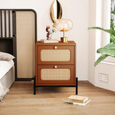 Walnut Solid Wood 2-Drawer Bedside Table | Premium Bedroom Nightstand – Oakvello